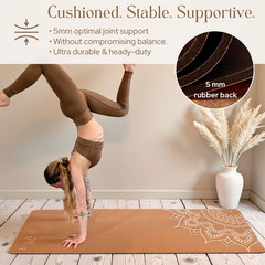 Luxury Cork Yoga Mat – Non-Slip, Eco-Friendly, 5mm Rubber Base for Stability