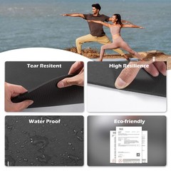 Yoga Mat Non Slip, Pilates Fitness Mats with Alignment Marks, 72″x24″, Black