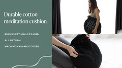Large Meditation Cushion – Zafu Yoga Pillow for Floor Sitting, Buckwheat Hull, W