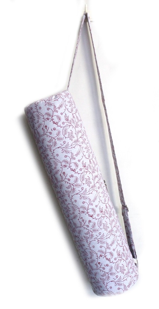 Indian White Floral Cotton Unisex Bags Gym Bag Shoulder Straps New Yoga Mat Bags