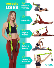 Stretching Strap with Loops – Non Elastic Stretch Band for Physical Therapy, Yog