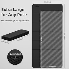 Foldable Yoga Excercise Mat 71″L x 24″W, Odourless Light Weight 75″Lx32″W Black