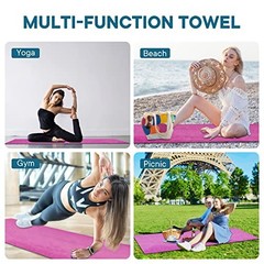 Hot Pink Non-Slip Yoga Towels with Grip Dots – Super Hot Pink