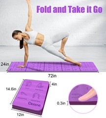 CIGOCIVI Foldable Thick Yoga Mat with Asanas Poses -Christmas Gifts Purple
