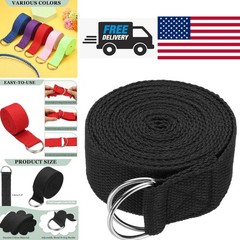 Athletic Stretch Band 10.5ft Black Cotton Yoga Strap for Flexibility and Balance