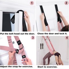 Door Leg Stretcher Strap, Flexibility Trainer Strap for Ballet Dance (Pink)