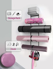 5-Tiers Yoga Mat Holder Wall Mount, Metal Storage Rack for Mats/Wheels, Foam …