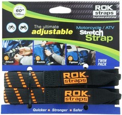 ROK Straps ROK-10031 Black/Orange 18″ – 60″ Motorcycle/ATV Adjustable Stretch…