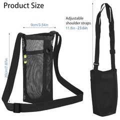 2 Pcs Water Bottle Carrier with Adjustable Shoulder Strap, Sports Black&Blue