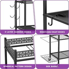 Versatile Exercise Equipment Organizer with Lockable Design and Removable Hooks