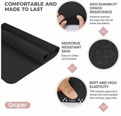 Gruper Yoga Mat Non Slip TPE Extra Wide Yoga Mat with Alignment Mark, 72″L X 32″