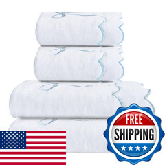 Casyune 100 Cotton Scalloped Hand Towels 600 Gsm Embroidered Soft Absorbent
