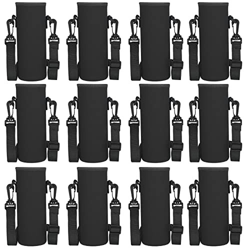 12 Pcs Water Bottle Sleeve with Shoulder Strap 25oz Sublimation Water Black