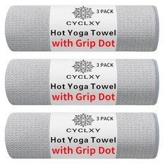 3 Pack Yoga Mat Towels with Grip Dot, Hot Yoga Towel Non 72.00″ x 26.50″ Grey