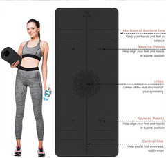Gruper Yoga Mat Non Slip TPE Extra Wide Yoga Mat with Alignment Mark, 72″L X 32″