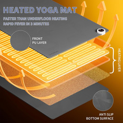 Heating Yoga Mat with Fast Heating System, 72″X27″ Extra Large Non-Slip Mat, Dua