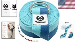 Yoga Strap 8 Feet Blue Match Extra Safe Adjustable D Ring Buckle for Stretching