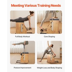 Pilates Chair Split-Pedal Stability Combo Chairs Full-Body Workout with Handles