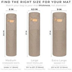 Canvas Yoga Mat Bag for Women & Large: 1/4″ to 2/5″ (7-10mm) Thick Mats Gray