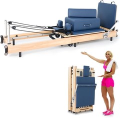 SUNYRISY Pilates Reformer Workout with Reformer Box Jump Board for Studio Gym