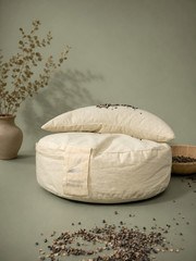 Buckwheat Hull Meditation Cushion Set Round Crescent Zafu 100% Cotton