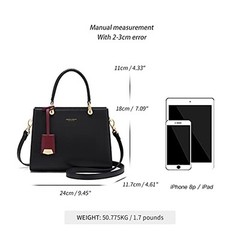Handbags for Women Large Capacity Tote Shoulder Bags Ladies 24*11.7*18cm Black