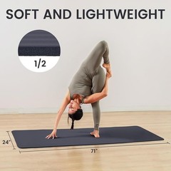 Non-Slip High Density Foam Yoga Mat 1/2 Inch Thick Easy Clean W/ Strap New
