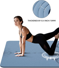 Large Yoga Mat (75.5″X47.6″X0.4″）Extra Wide & Thick 10Mm, Non-Slip Exercise Mat,