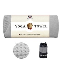 HAPBEAR Hot Yoga Towel with Non-Slip Grip Dots, 72 inches x 24 inches, Grey