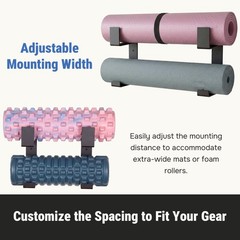 2 Tier Adjustable Width Yoga Mat Holder Protective Padding Wall Mount Steel