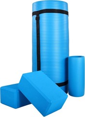 71×24 Inches Yoga Mat W/ Knee Pad & Optional Blocks – Extra 1-Inch Thick