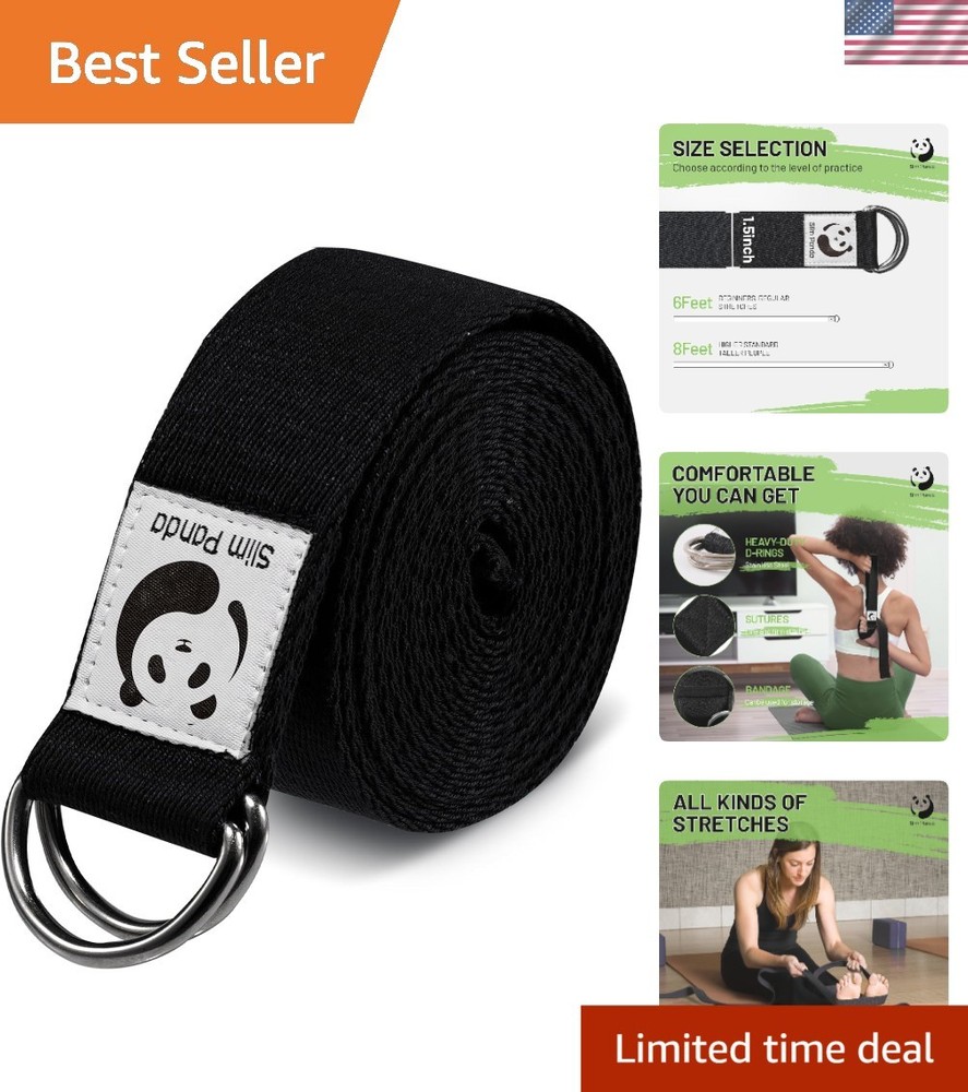 Adjustable Cotton Yoga Strap – 8ft Non-Elastic Belt for Flexibility & Safety