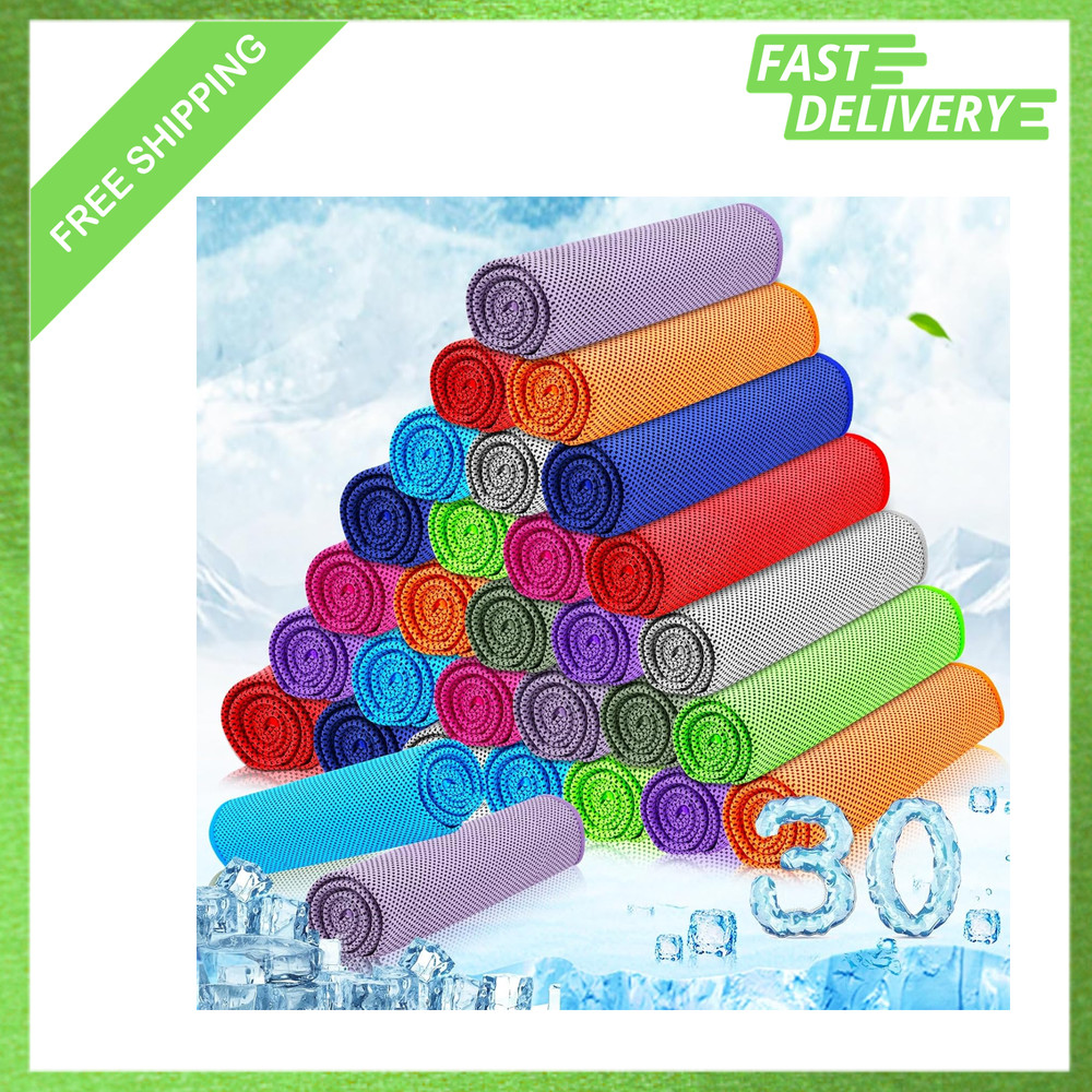Cooling Towels Bulk 30 Pack Microfiber Sport Neck Face Towels for Yoga Running