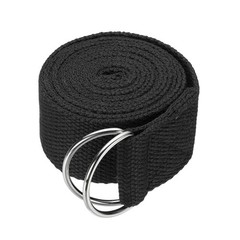 Yoga Strap with Adjustable Metal D Ring Buckle, 5.9ft & Black