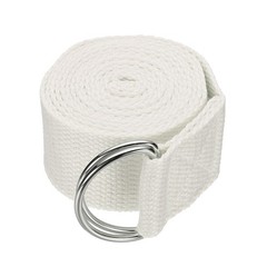 Yoga Strap with Adjustable Metal D Ring Buckle, 5.9ft & White