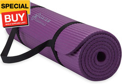 Essentials Thick Yoga Mat Fitness & Exercise Mat with Easy-Cinch Carrier Strap,