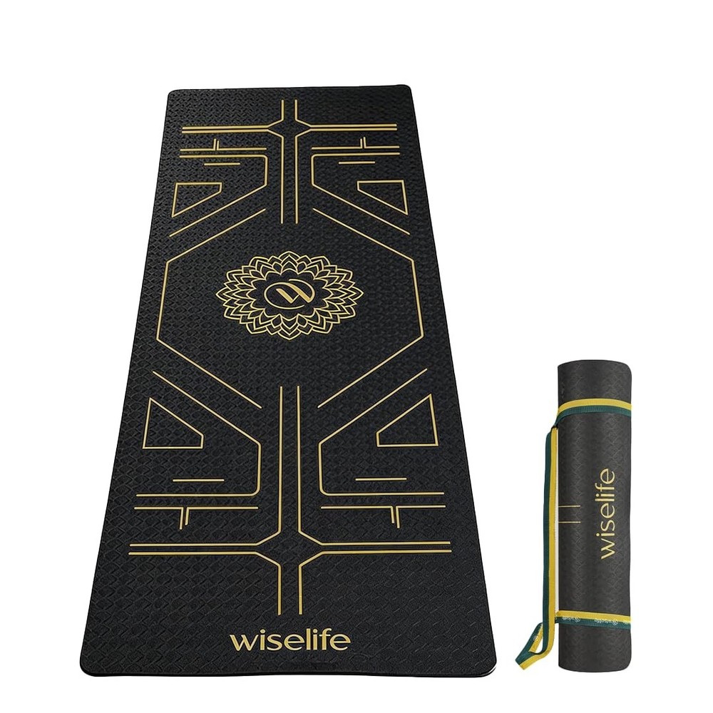 Yoga Mat Sleek Yoga mediation Strap Non-Slip Textured Extra Wide & 6MM black