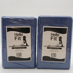 Hello Fit Set of 2 High Density Yoga Blocks, 9″x6″x3″ Each, Pair (Blue)