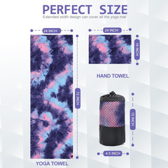 2 Pack Yoga Towel,Hot Yoga Mat Towel with Grip Dots Sweat Absorbent Non-Slip for