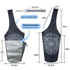 Yoga Mat Bag – Large Opening Long Tote Yoga Mat Carrier Holder Bag with Water…