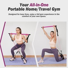 ALongSong Upgraded Pilates Bar Kit with Resistance Bands 30/40lbs, Purple Red