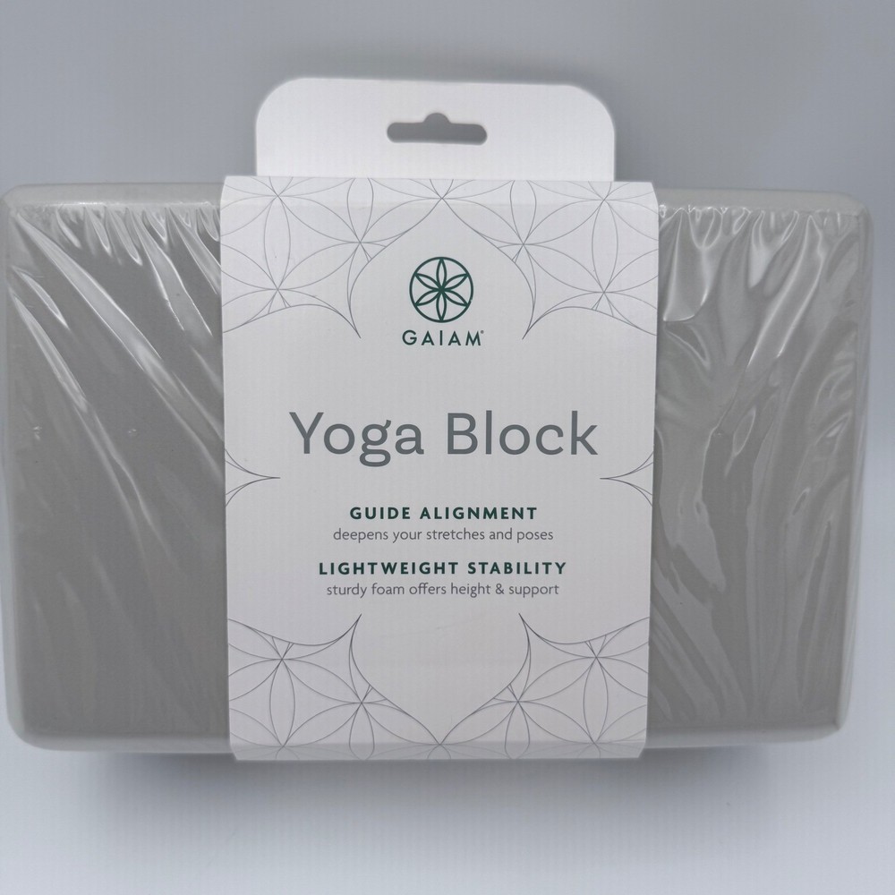Gaiam Yoga Block Gray Foam Lightweight Stability Stretch Support New