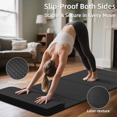 Foldable Yoga Excercise Mat 71″L x 24″W, Odourless Light Weight 75″Lx32″W Black