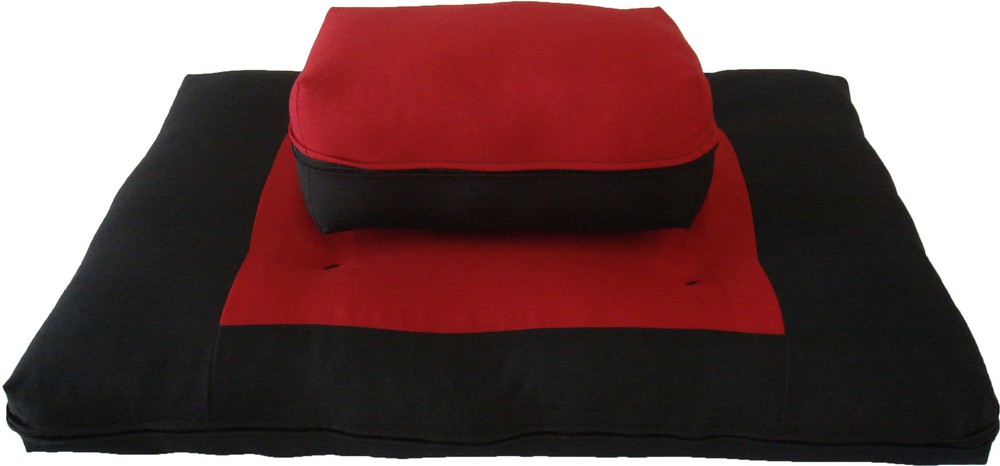 Zafu Zabuton Meditation Cushion Set, Yoga Exercise, Relaxing, Red/Black