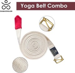 Yoga Strap with Durable Brass Buckle Adjustable Cotton Belt for Daily Stretching