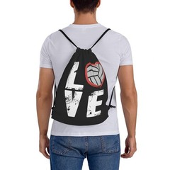 Love Volleyball Unisex Drawstring Backpack Bag Sport Gym Travel Swim Sackpack