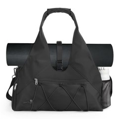Gym Bag For Women With Yoga Mat Holder & Shoe Compartment & Wet Dry Black