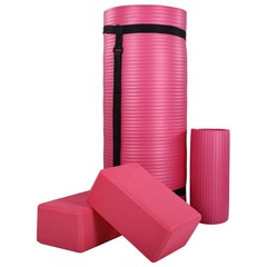 BalanceFrom 71″x24″ Anti Tear Yoga Mat w/Strap, Knee Pad & Blocks,Pink(Open Box)