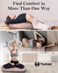 Tumaz Rectangular Yoga Bolster Set – Soft Meditation Pillow with Carry Handle…