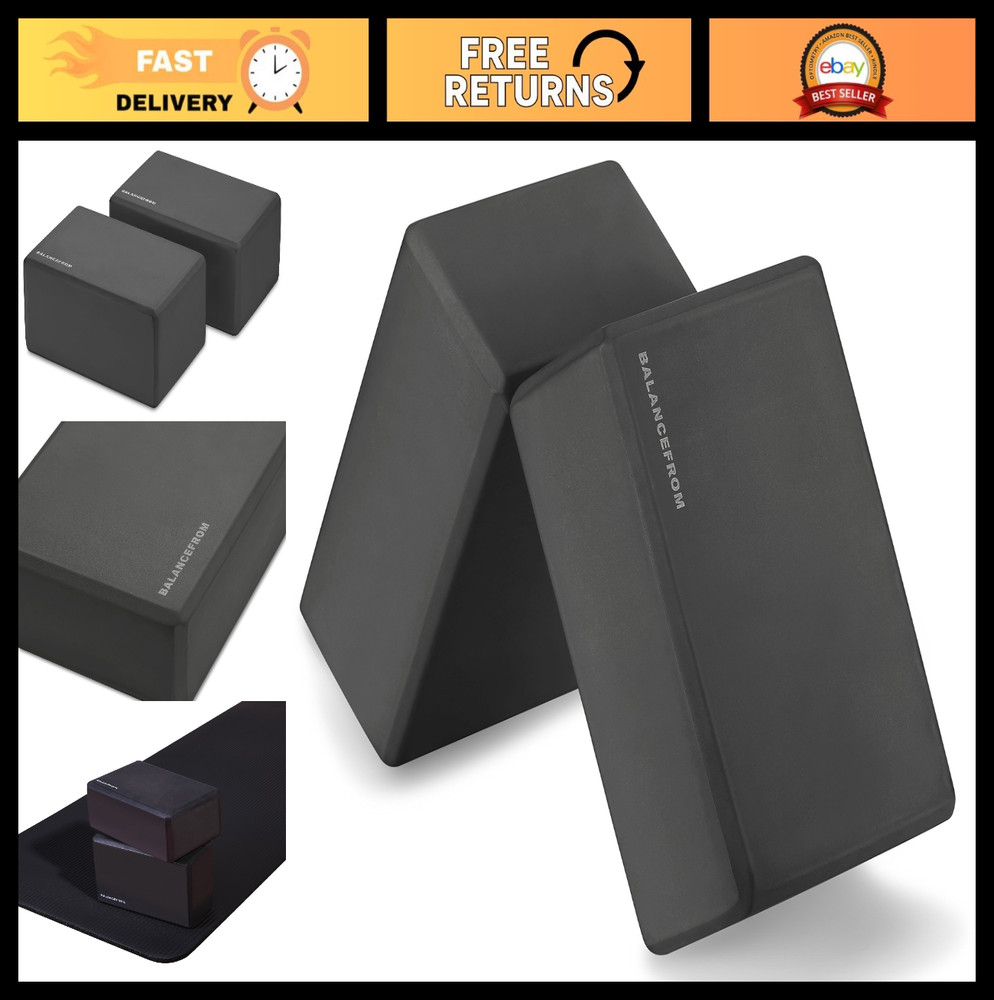 Set of 2 High Density EVA Yoga Blocks – Premium Support, 9″x6″x4″ for Stability